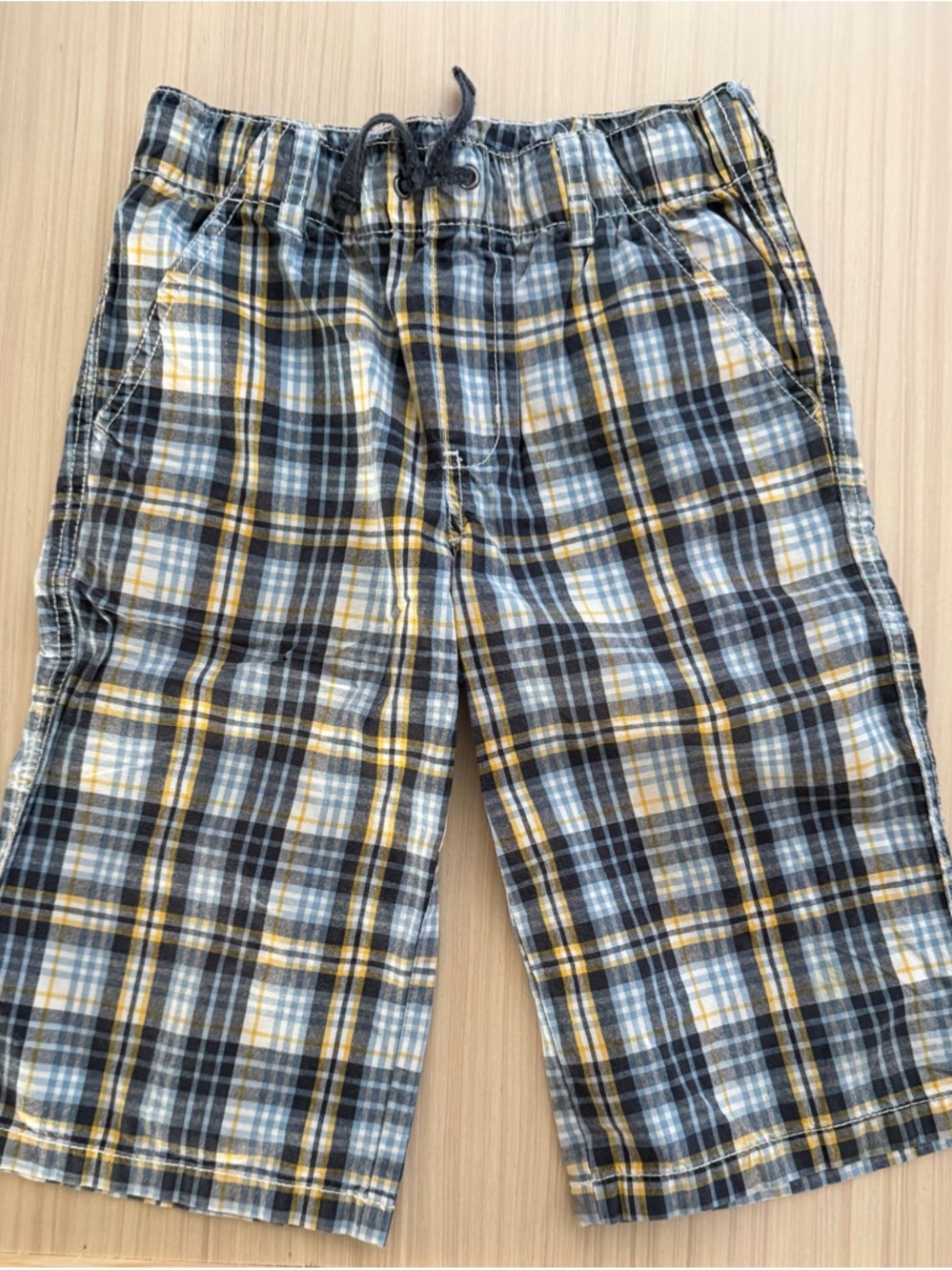 Gymboree Gray, Yellow & White Plaid Pull-On Shorts